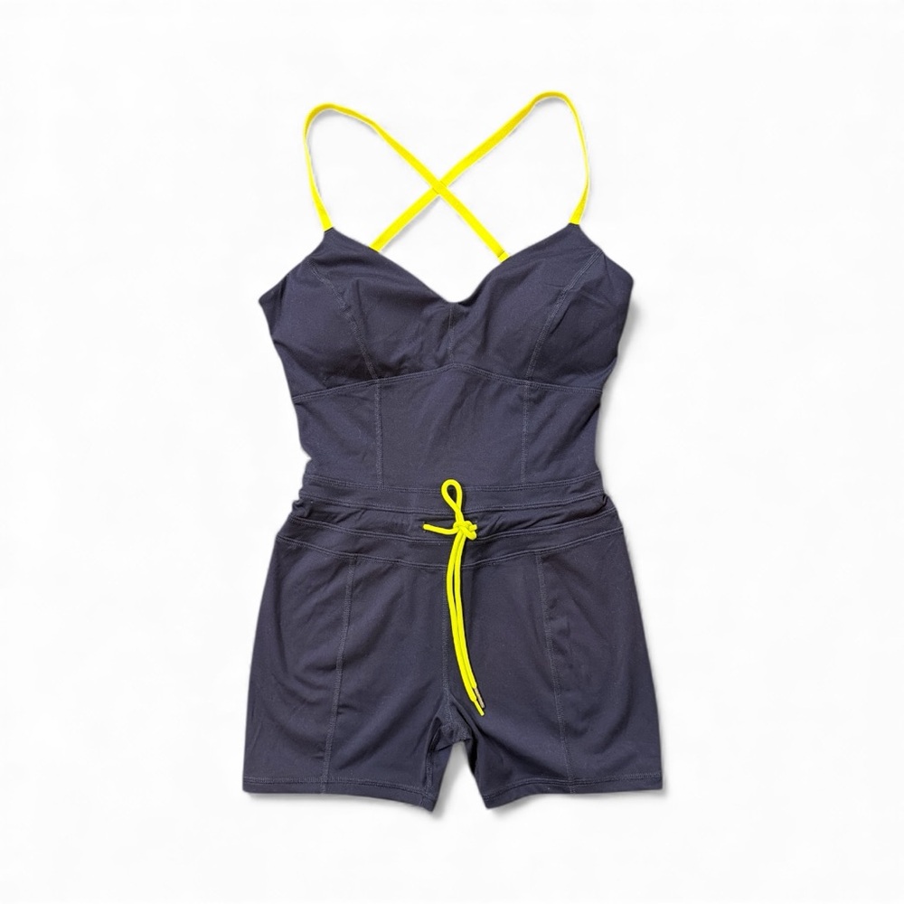 Go Time Shortsie Navy Blue Active Romper